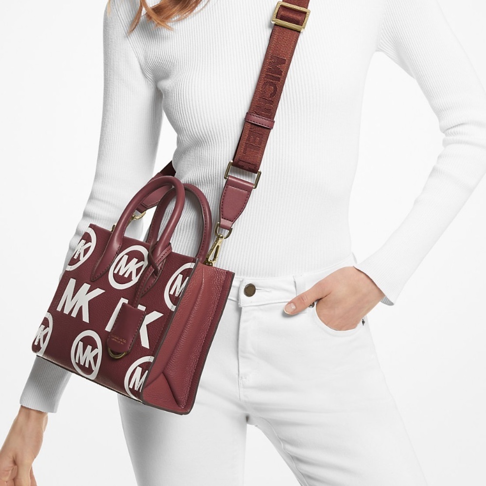 MICHAEL KORS DARK CHERRY
Mirella Small Logo Embossed Pebbled Leather Crossbody - Picture 3 of 6